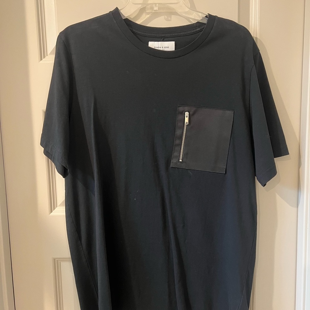 Ovarian & Sons Black T-Shirt with Zipper Pocket